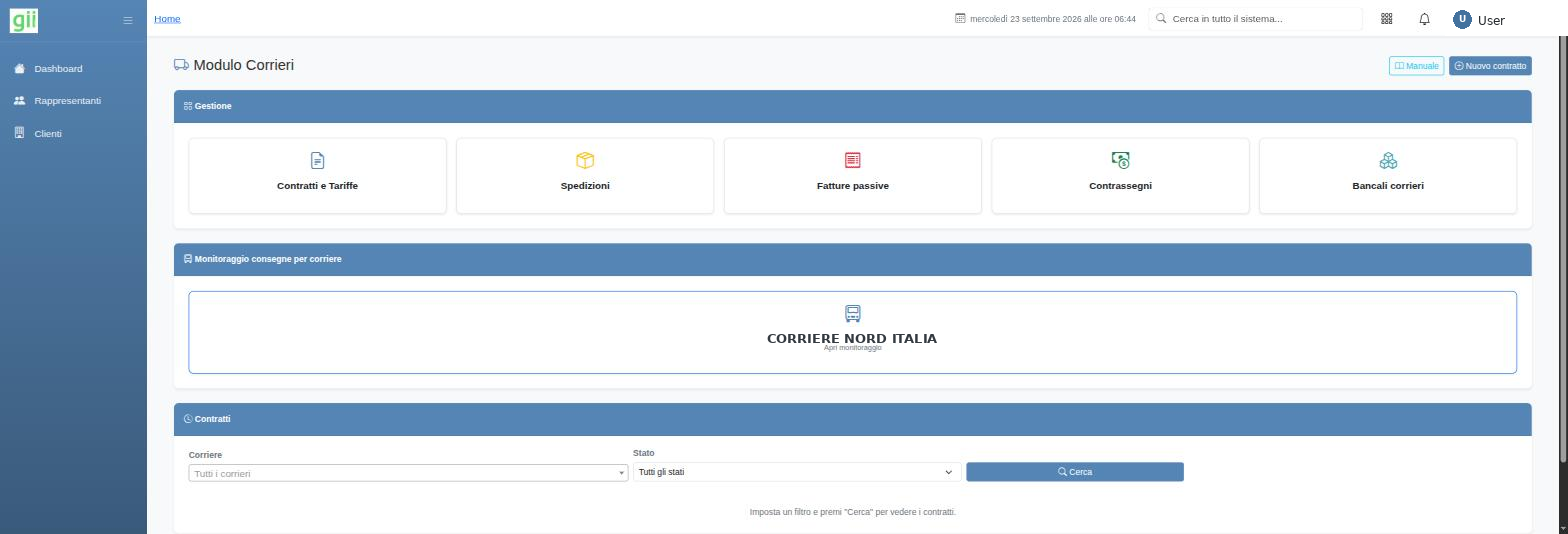 Modulo Corrieri in giiSoftware