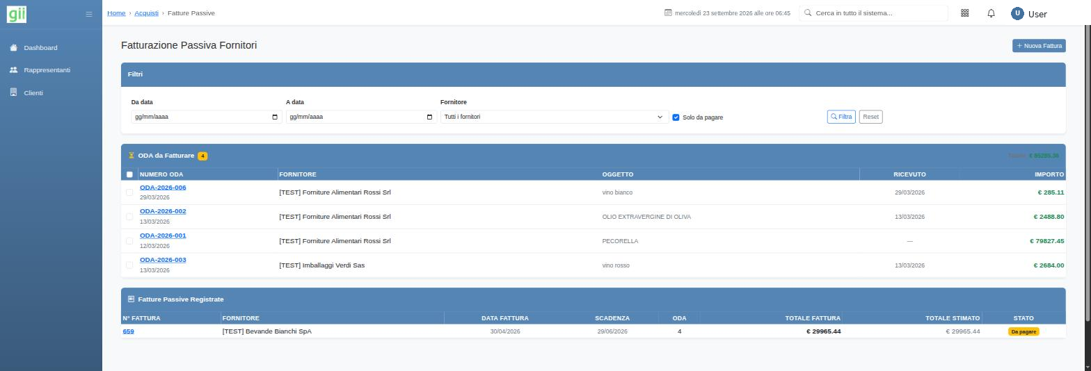 Fatturazione passiva fornitori in giiSoftware